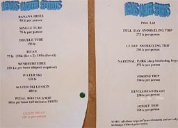 Прайс-лист на водный спорт (октябрь 2006 г.) - Хилтон Нувейба.